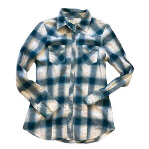 Stetson Small Plaid Western Button Down Dress Shirt With Snaps